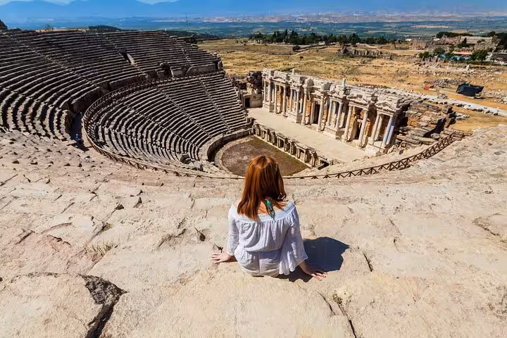 Ancient Hierapolis amphitheater above Pamukkale, visited on full-day tour from Selcuk and Kusadasi, Turkey