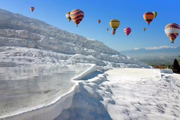 Hot air balloon ride over hot baths