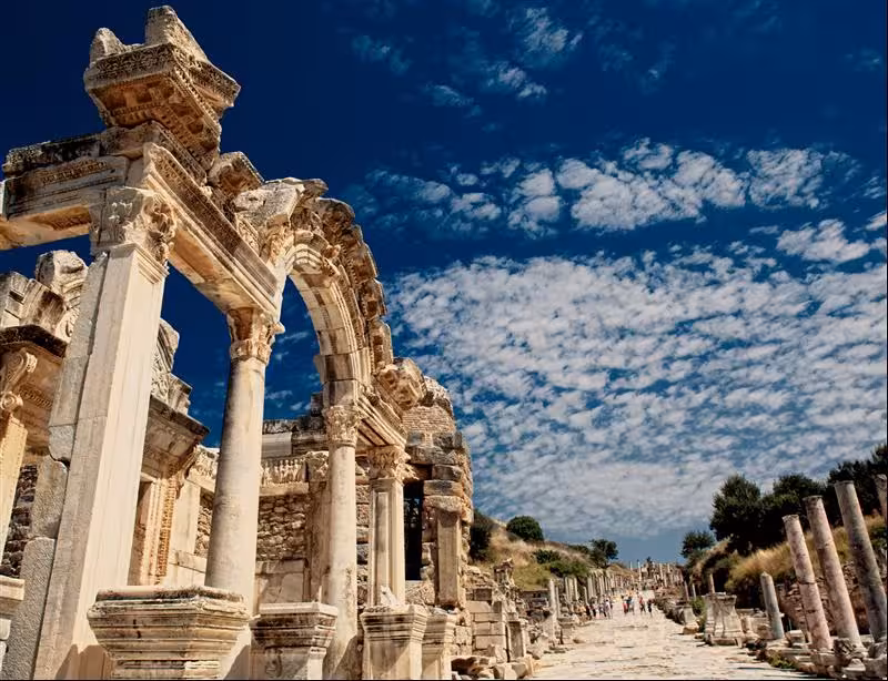Close-up of Pamukkale travertine pools and terraces