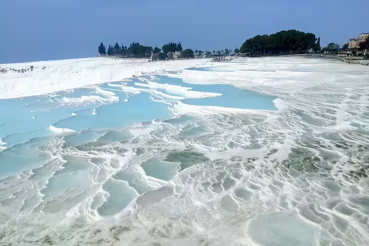Pamukkale white travertine terraces and thermal pools, highlight of 8-day mini group Turkey itinerary