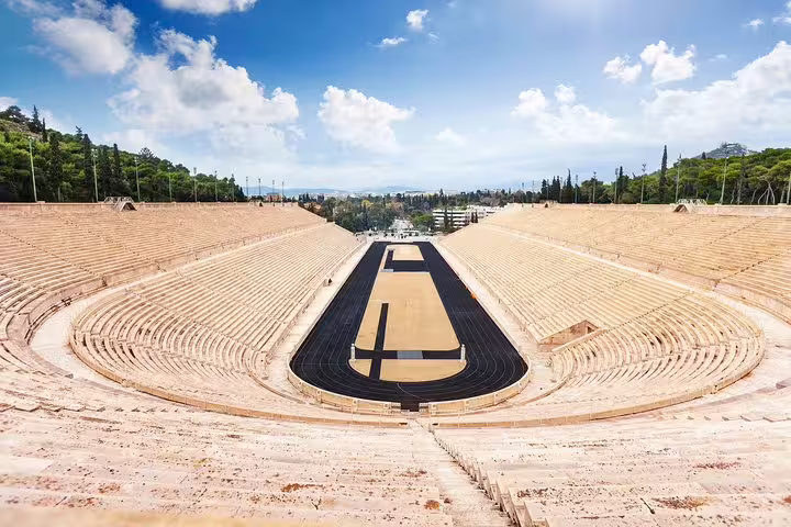 Panathenaic Stadium in Athens, Greece, seen from the stands on a full-day private city tour