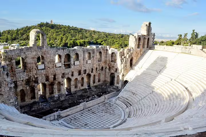 Panathenaic Stadium in Athens seen from above, featured on a private 2-hour sightseeing tour of top landmarks