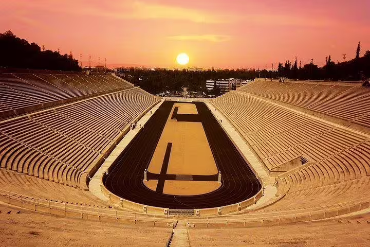 Panathenaic Stadium at sunset in Athens, a highlight stop on a best of Athens full-day private tour