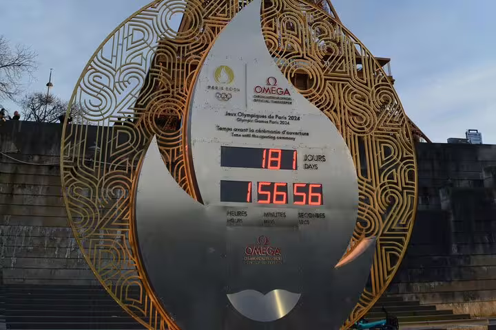 Paris 2024 Olympic Games Omega countdown clock showing 181 days until opening ceremony