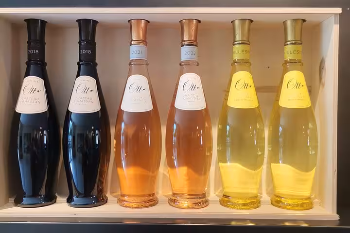Selection of red, rosé and white bottles on display for Pce’s Vineyard sommelier course wine and food