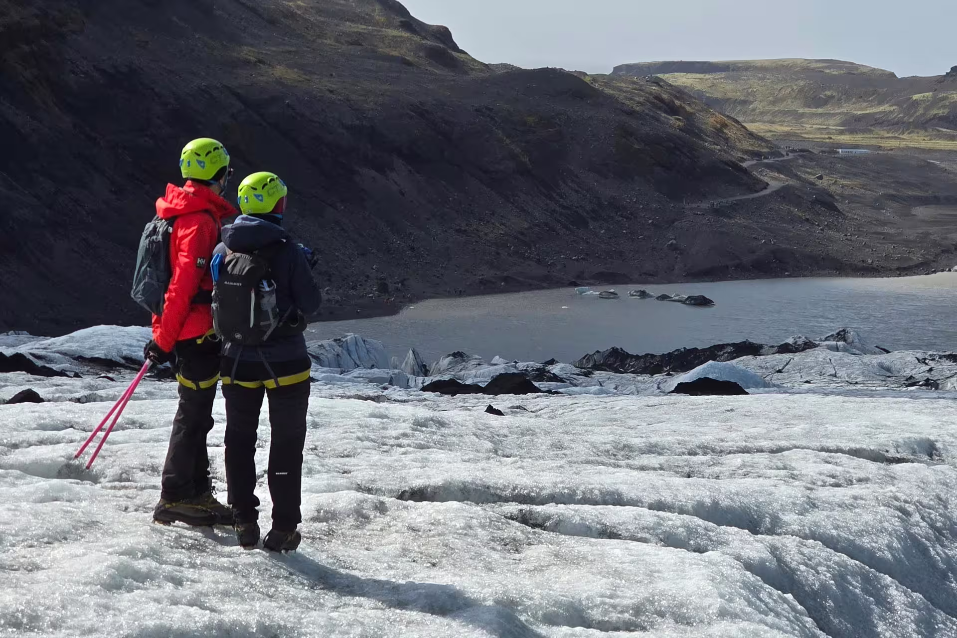 People standing on a glacier