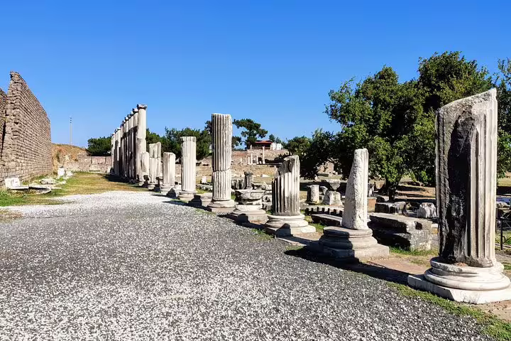 Column-lined street at ancient Pergamon site visited on Seven Churches of Revelation 5-day mini group tour