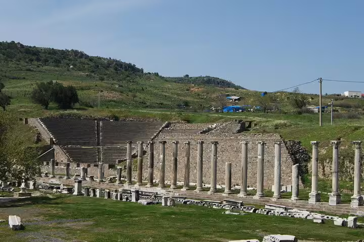 Pergamum ancient theater and colonnaded ruins near Izmir, stop on 4-day mini group tour to Ephesus
