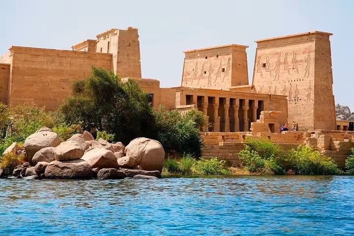 Philae Temple on the Nile in Aswan, sightseeing stop on overnight Abu Simbel tour from Luxor