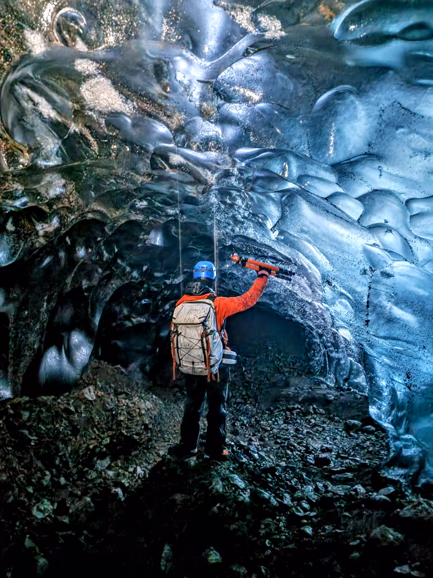 Photographer in the Sparkle Ice cave