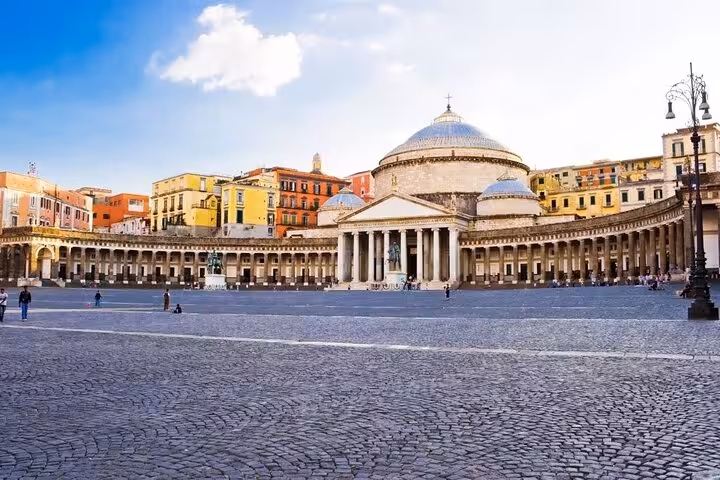 Experience the iconic Piazza del Plebiscito in Naples with our private tour from Sorrento, showcasing its majestic dome.