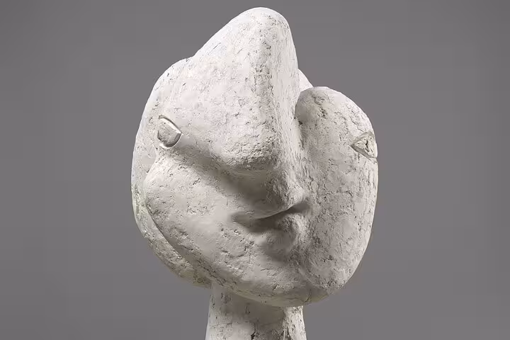 Abstract Pablo Picasso sculpture head on display at Musée Picasso Paris, seen on a 2-hour private guided tour