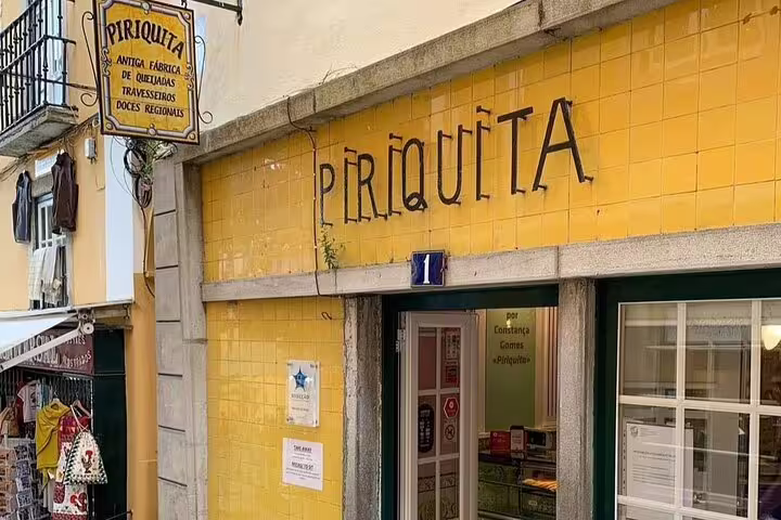 Historic Piriquita bakery facade in Sintra's old town, known for traditional pastries near Pena Palace and Moorish Castle.