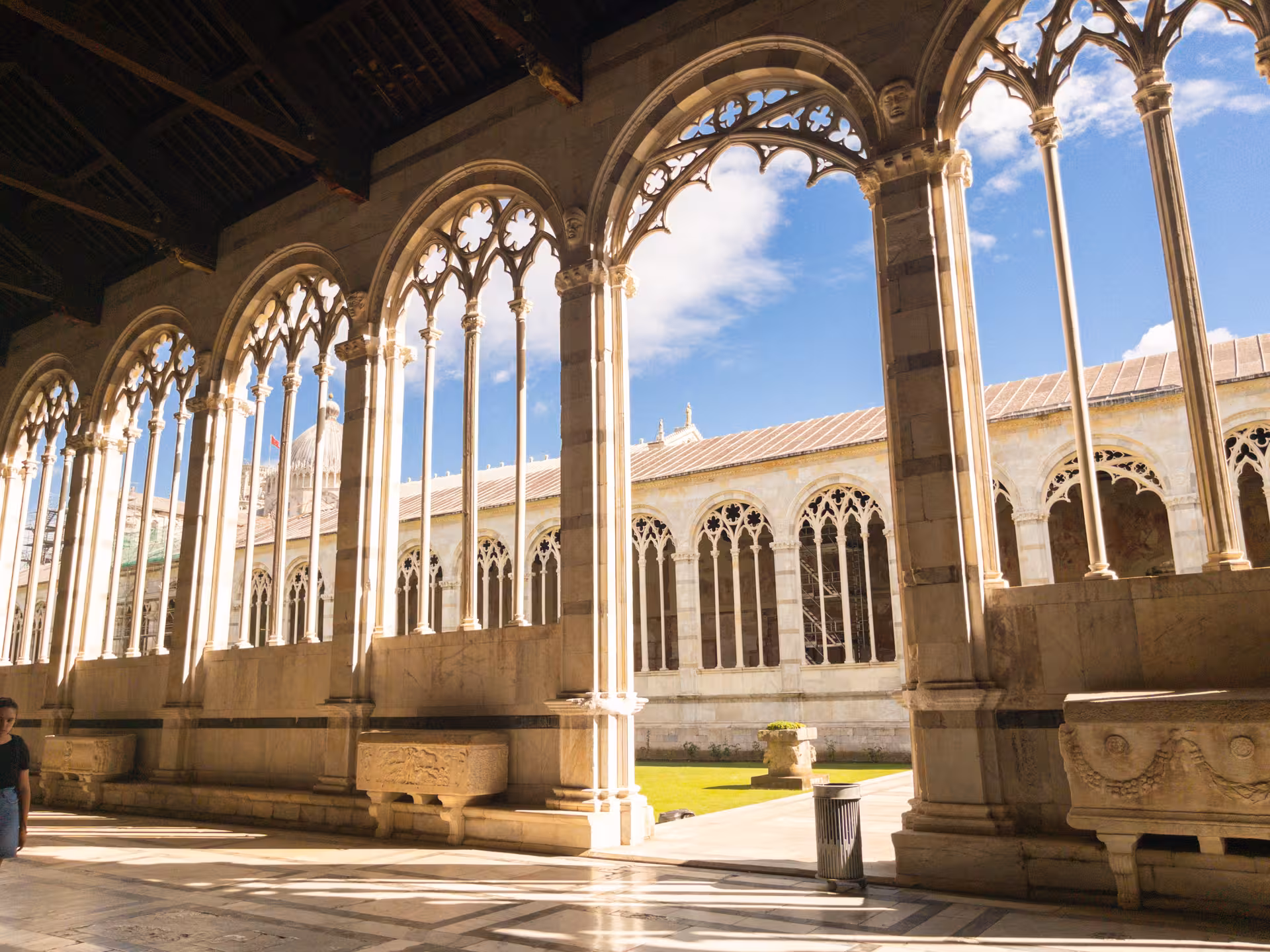 Explore Pisa's stunning Camposanto Monumentale with its elegant arches on a day trip from Florence.