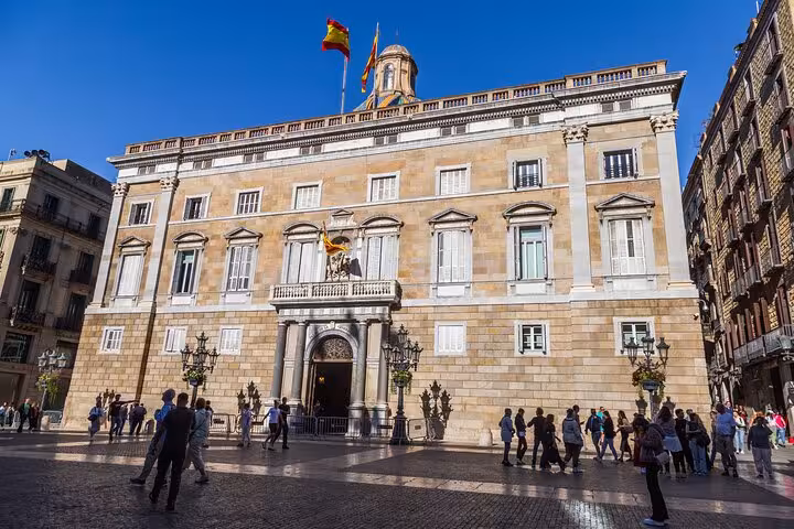 Plaça Sant Jaume with Palau de la Generalitat on a Gothic Quarter Barcelona Old Town walking tour