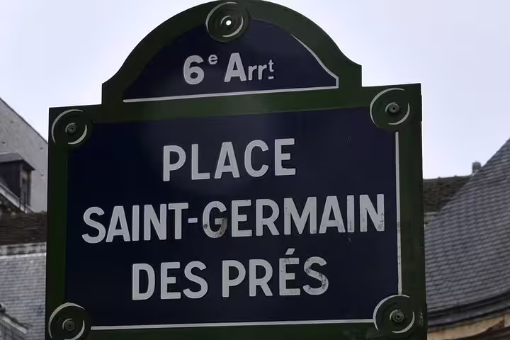 Place Saint-Germain des Prés street sign in the 6th arrondissement of Paris
