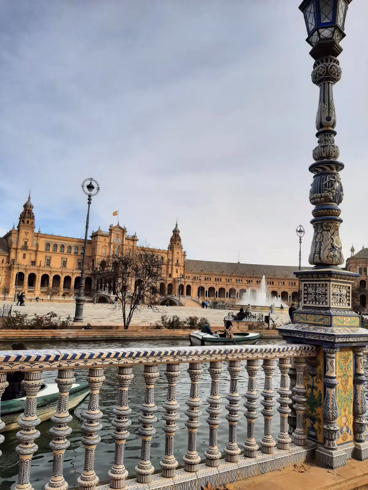 Plaza de España in Seville with tiled buildings and canal