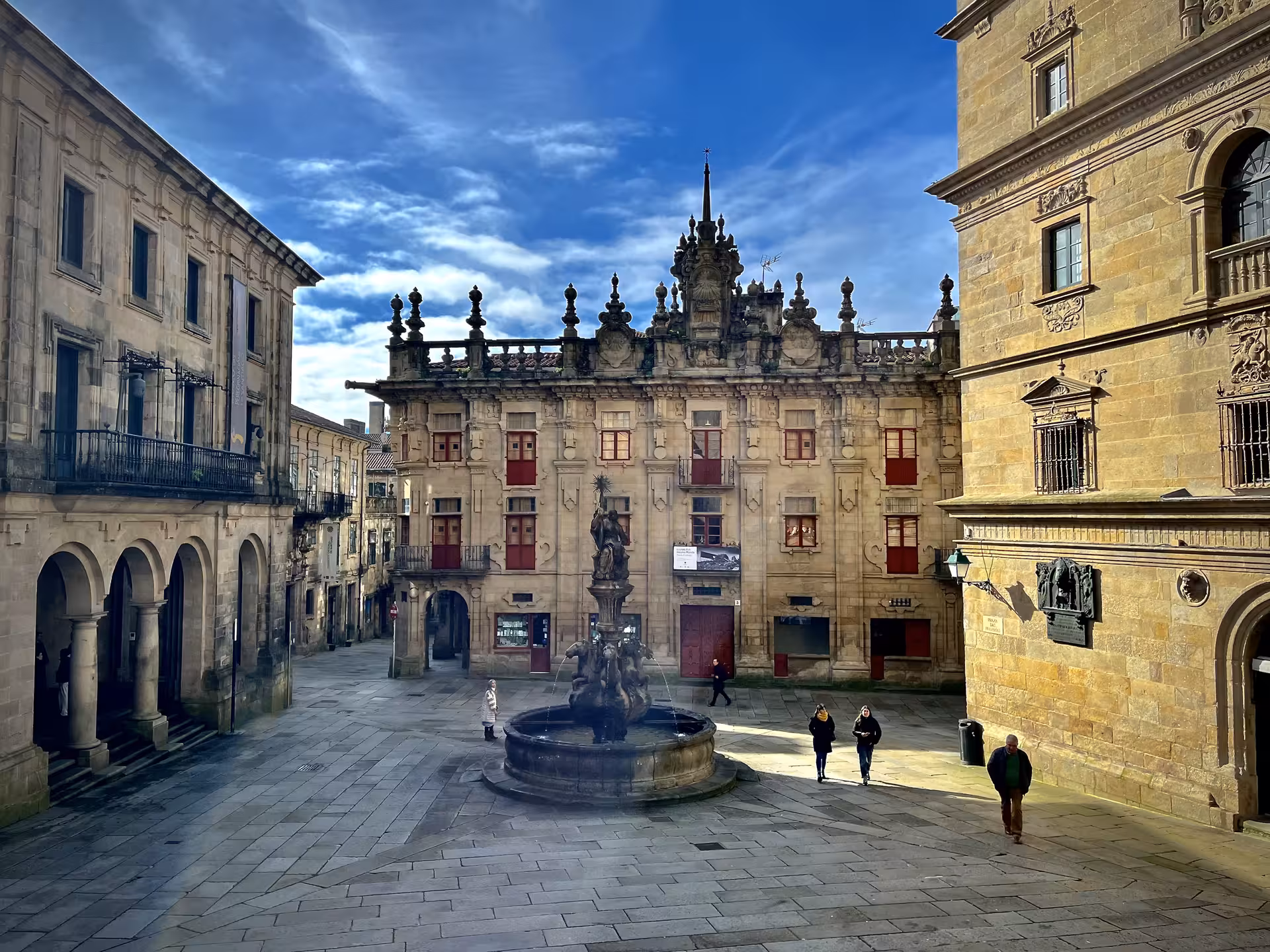 Plaza de Platerías in Santiago de Compostela near the cathedral, scenic stop on Leyendas Locales + Museo catedral