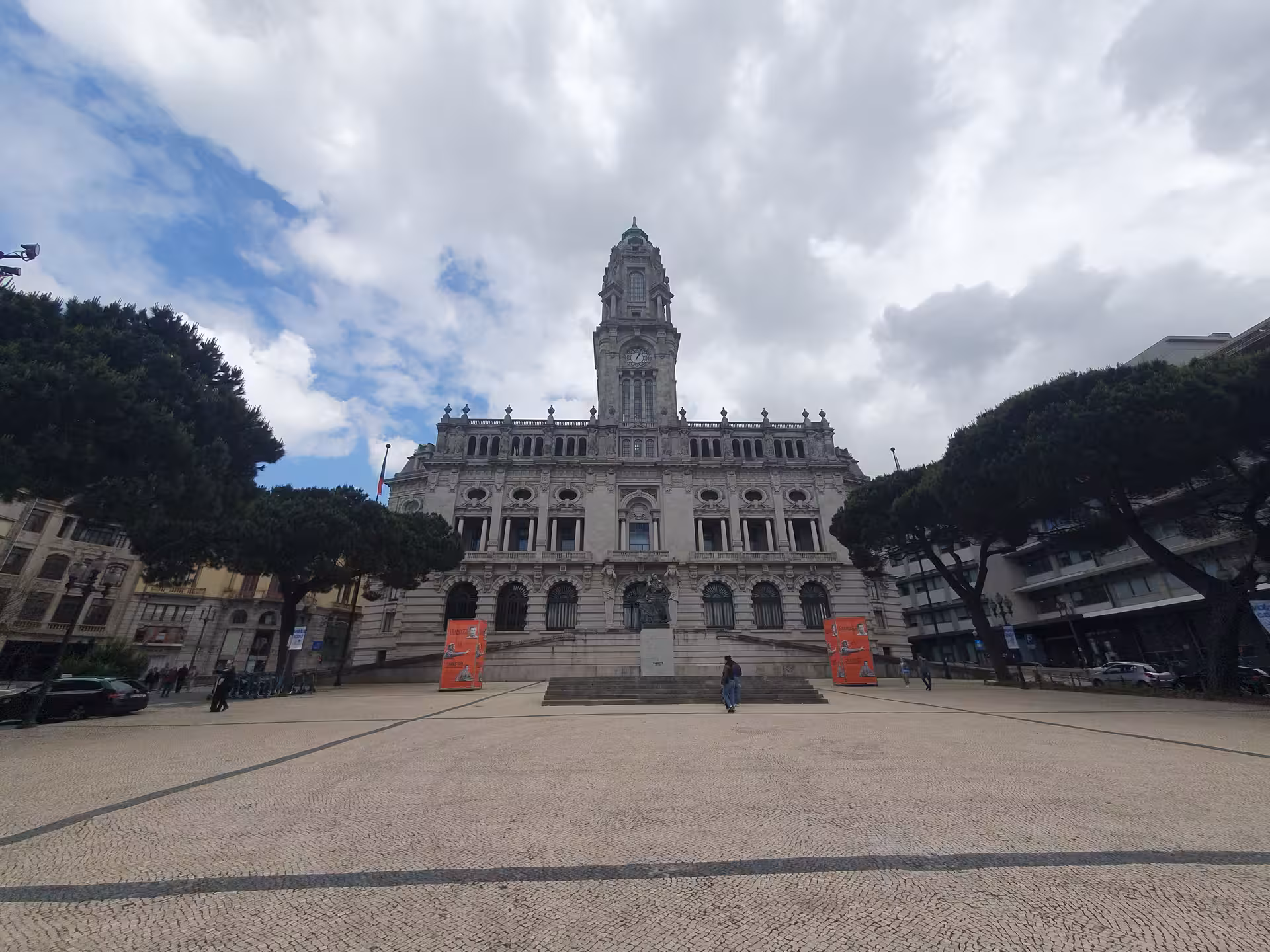 Majestic facade of Porto City Hall, showcasing its grand architectural details and cultural significance.