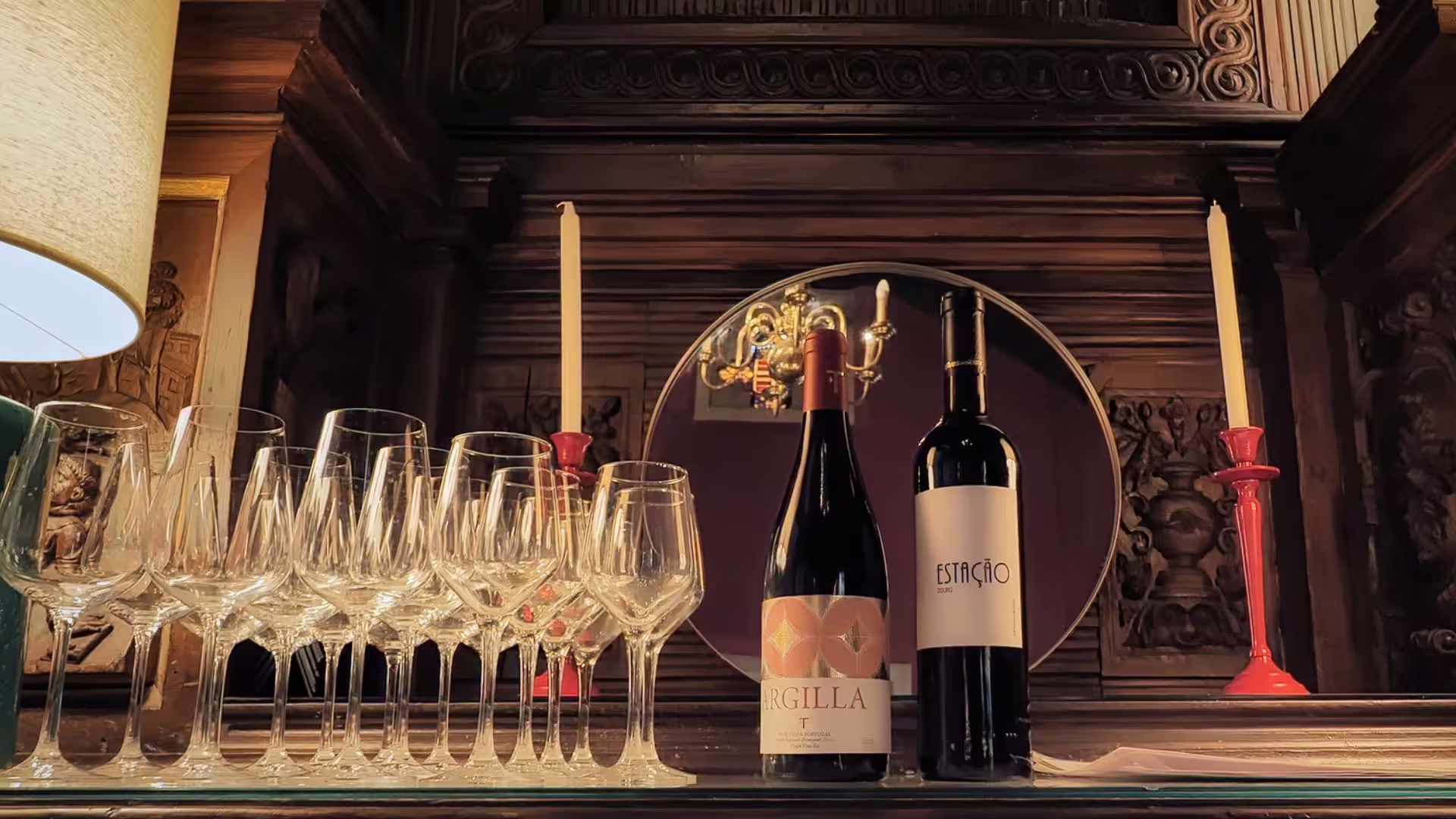 Image of red wines set for the second wine tasting on Cooltour Oporto's Porto Fado & Wine Tour