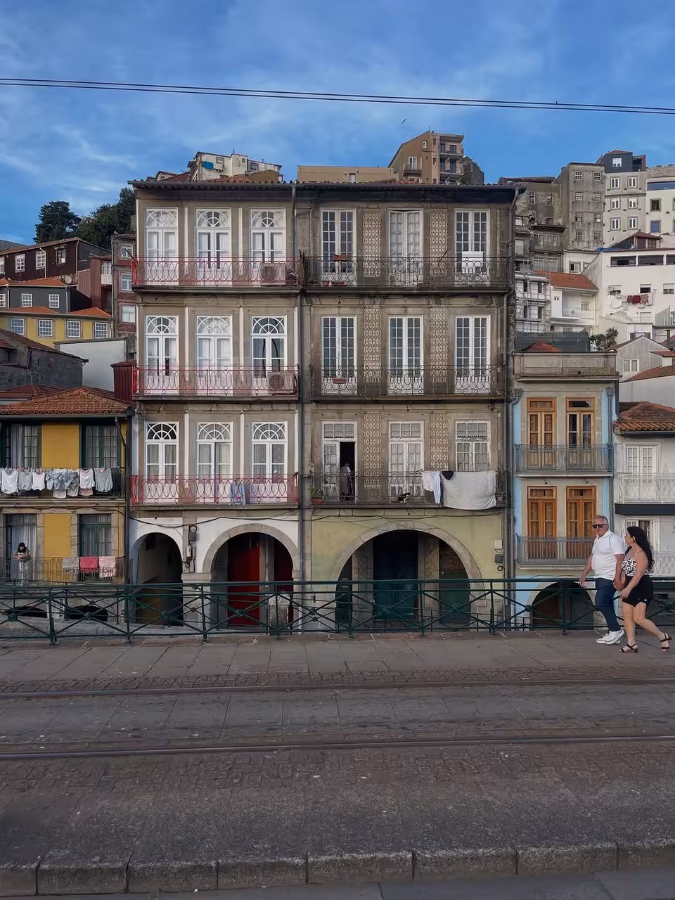 Porto Ribeira historic facades by Dom Luís I Bridge, scenic Douro River views on vintage car tour