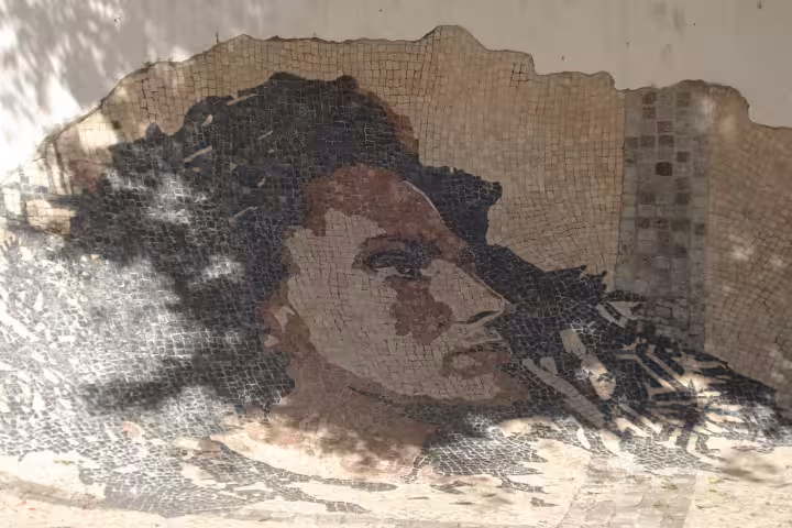 Traditional Portuguese mosaic portrait in Lisbon, a cultural stop on a Lisbon & Sintra full-day tour