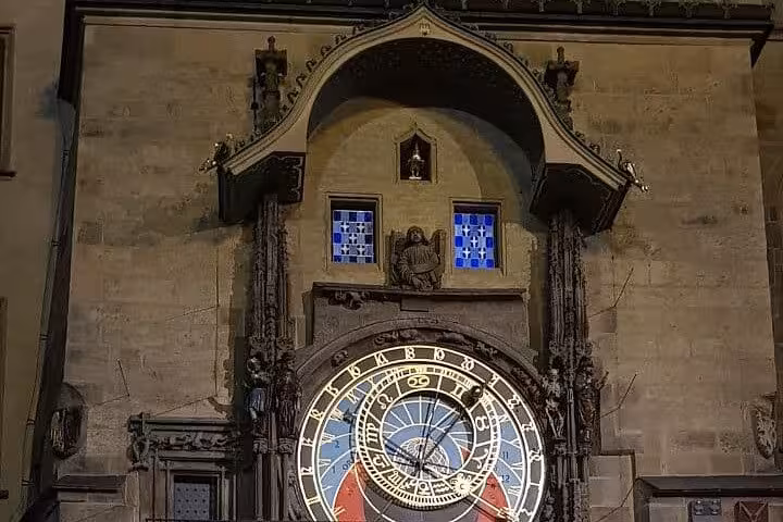 Close-up of Prague Astronomical Clock on Old Town Hall, a highlight on the Vienna to Prague day tour