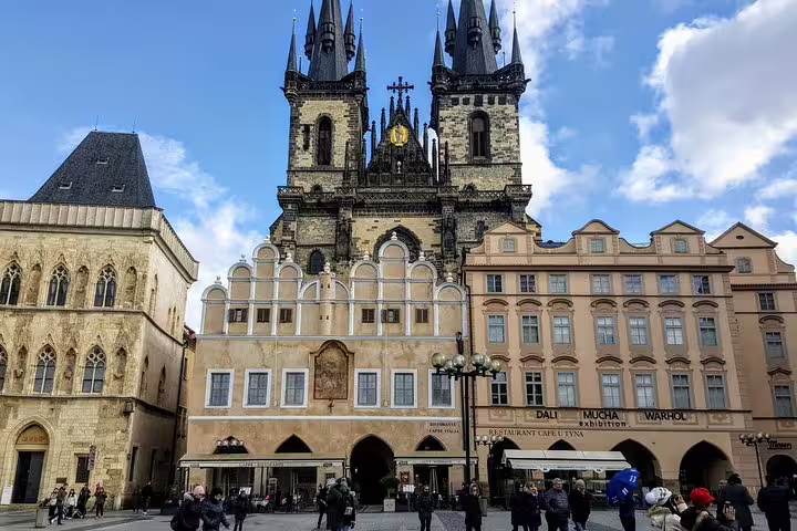 Prague Old Town Square with Church of Our Lady before Týn and baroque buildings