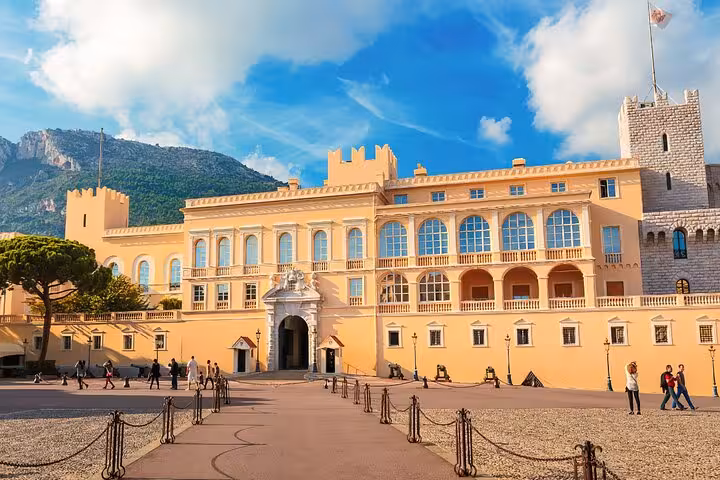Front view of the Prince's Palace of Monaco, a must-see landmark on a Riviera private tour in Monaco.