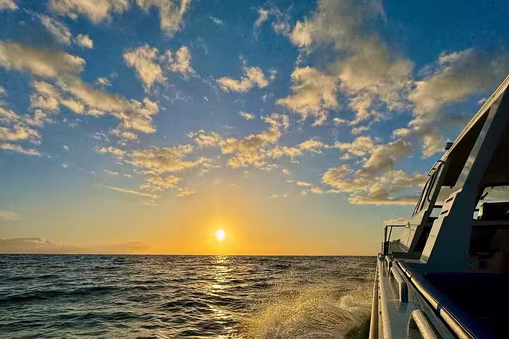 Experience a breathtaking sunset view from a private cruise on the ocean, perfect for romantic evenings and relaxation.