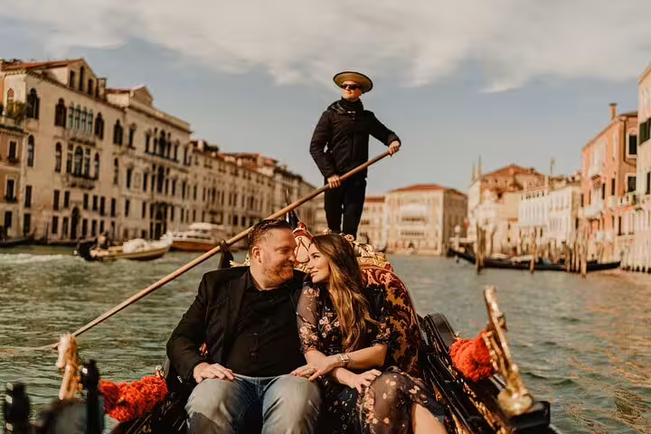 Romantic private gondola ride on the Grand Canal, Venice, with gondolier and professional photoshoot