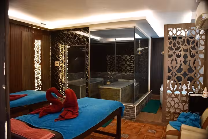 Private Sharm El Sheikh hammam and spa room with massage beds, steam bath and luxury wellness privacy
