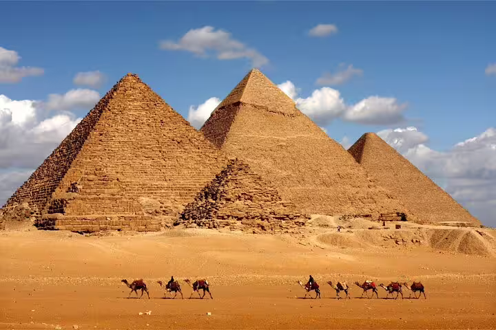 Great Pyramids of Giza with camel caravan, Cairo day tour by bus from Sharm El Sheikh, Egypt