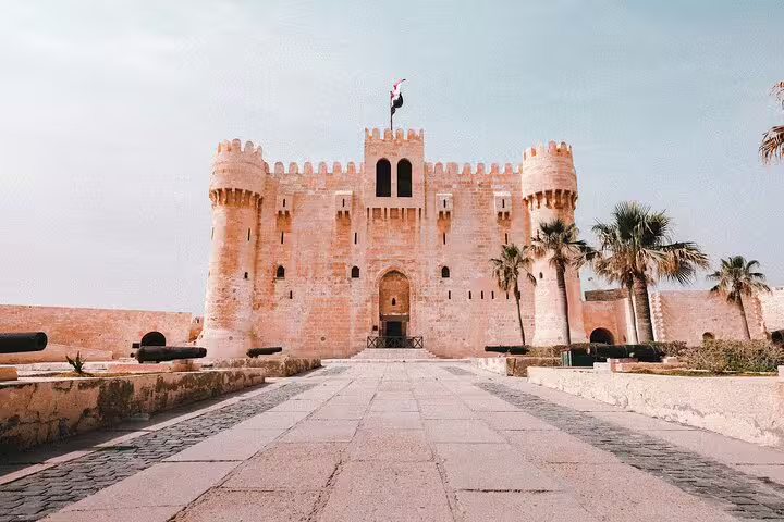 Front entrance of Qaitbay Citadel in Alexandria, stop on private day tour from Cairo to Alamein