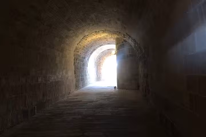 Stone tunnel passage at Qaitbay Citadel, Alexandria day trip from Cairo with private guide and tickets