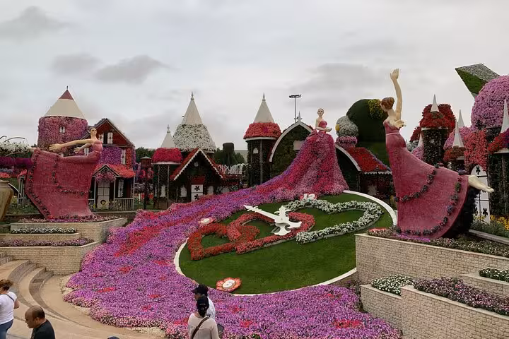 Ras Al Khaimah Adventure Await pass featuring fairytale floral castle and princess topiary displays in garden