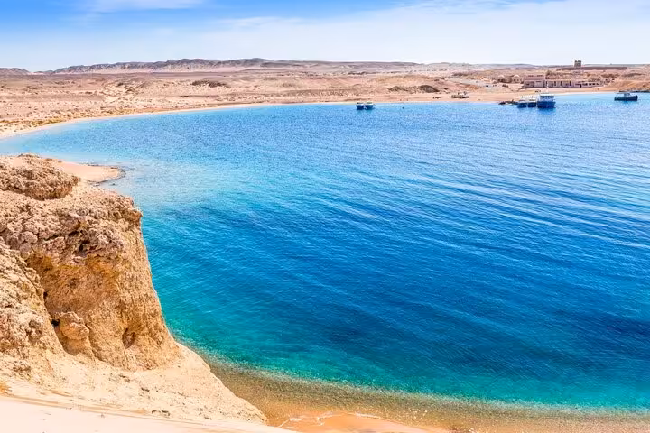 Turquoise bay at Ras Mohamed National Park on snorkeling cruise from Sharm El Sheikh, Red Sea views