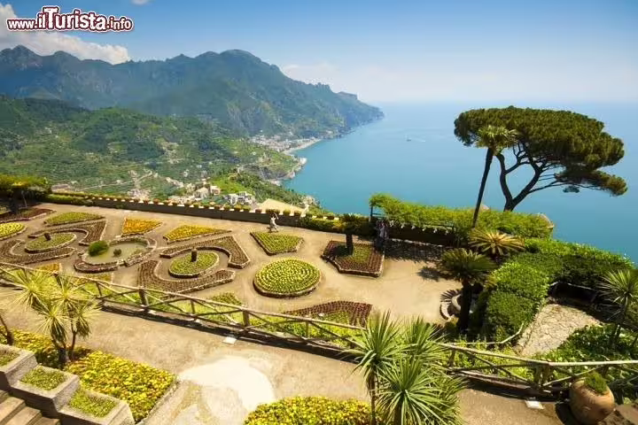 Terraced gardens of Ravello with sweeping Amalfi Coast sea views on a scenic shore excursion private tour from port
