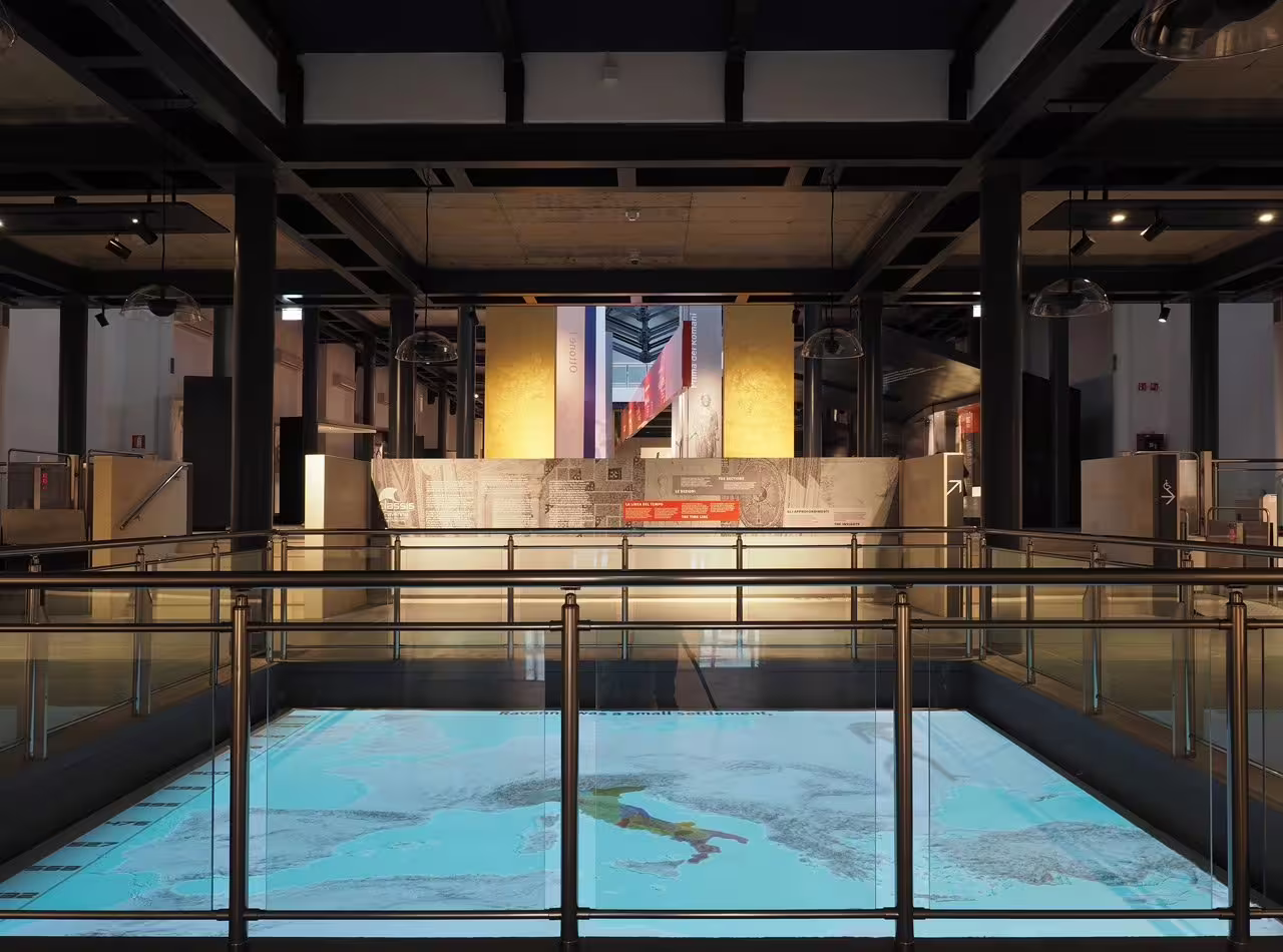 Ravenna Classis Museum interior with immersive floor map exhibit and modern galleries, entry ticket access
