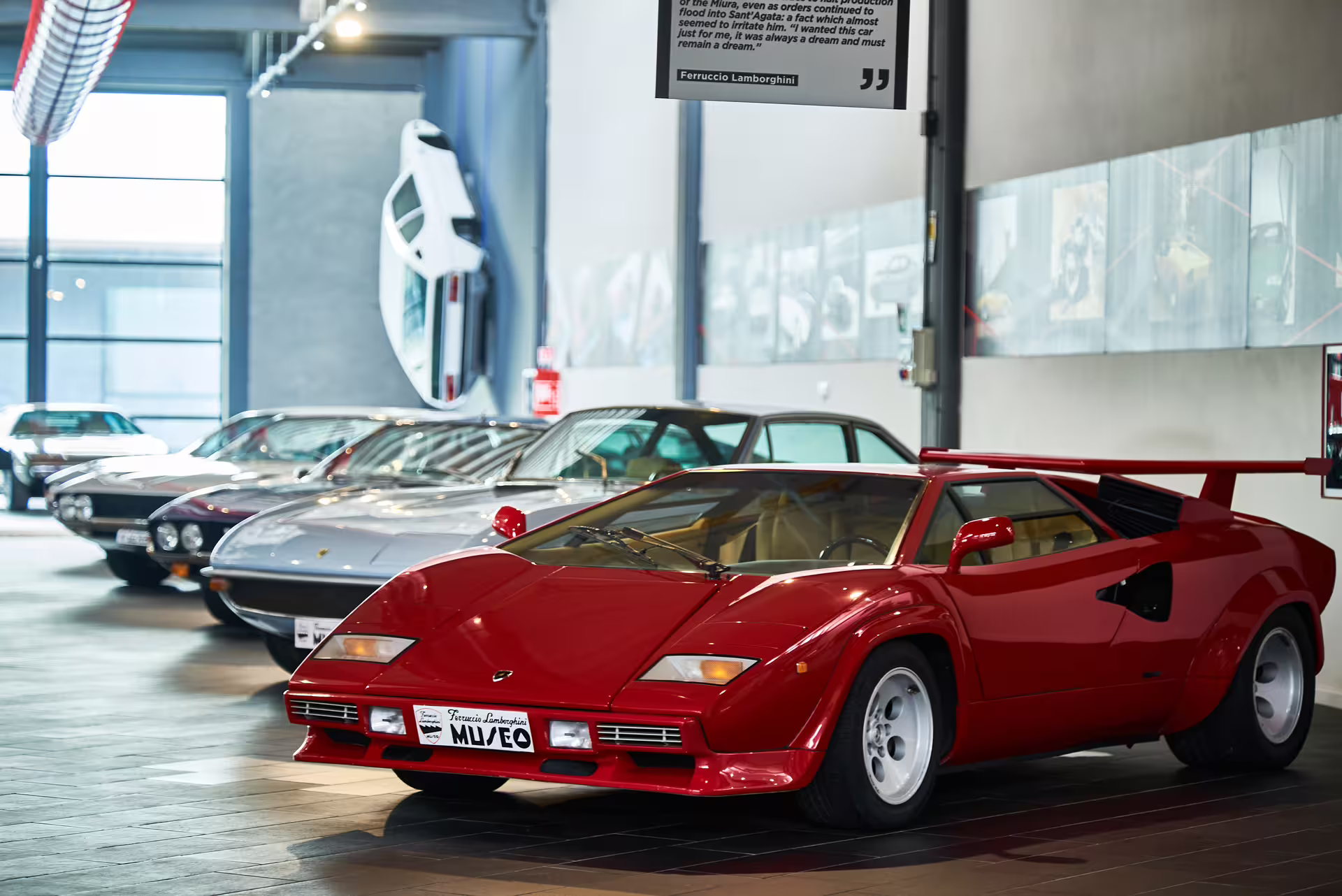 Red Lamborghini Countach in Ferruccio Lamborghini Museum near Bologna, included with entry ticket visit