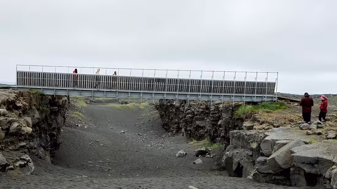 Bridge between Europe and North America on Reykjanes Peninsula