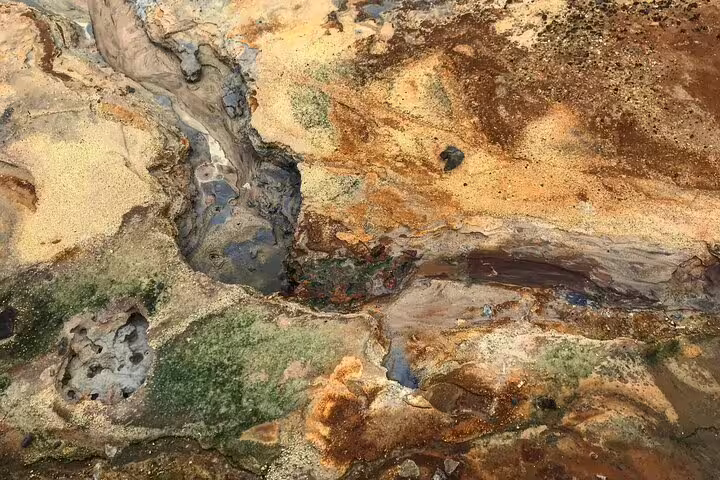 Colorful geothermal volcanic rock formations with mineral deposits at Reykjanes Geopark Iceland