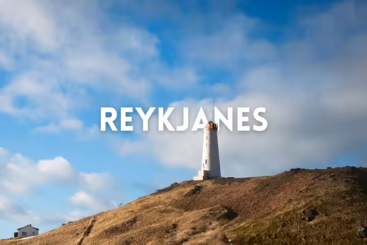 Reykjanes lighthouse on coastal hill, Iceland, on a private Reykjanes UNESCO Global Geopark tour
