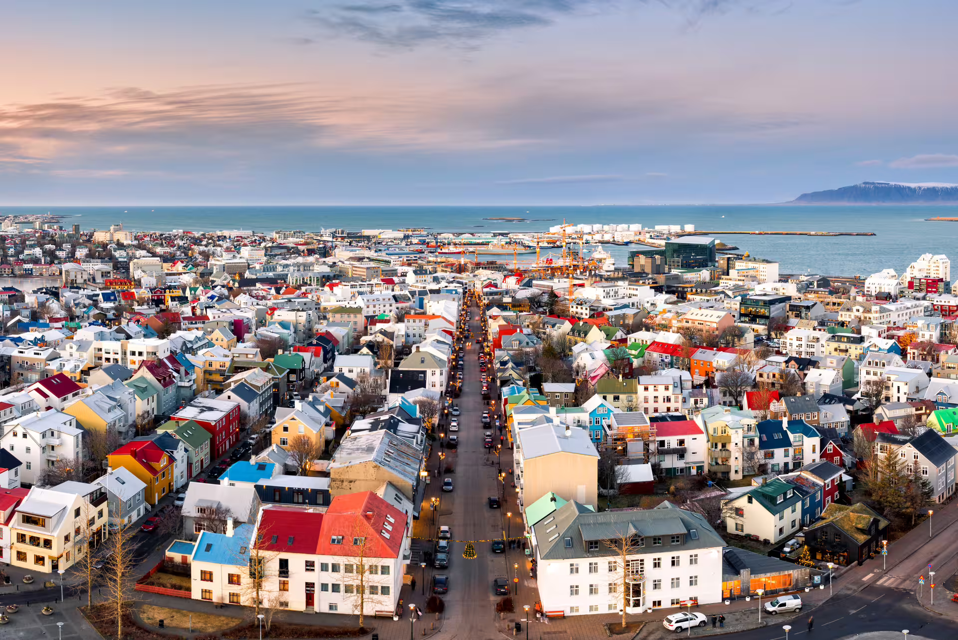 Reykjavik City from the bell tower of Hallgrímskirkja church