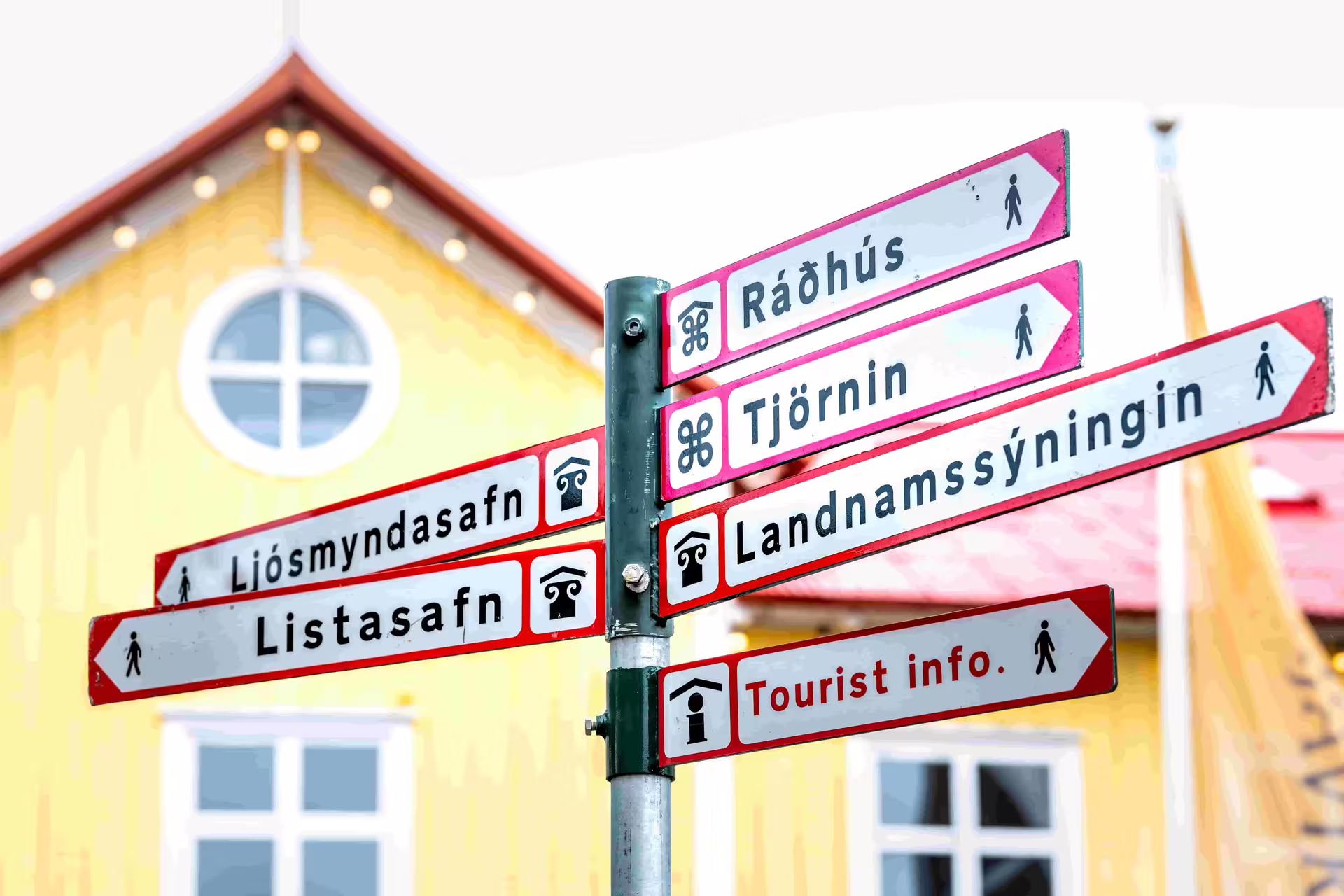Street signs in downtown Reykjavik