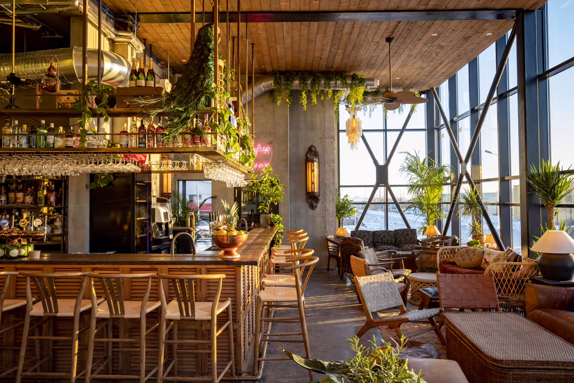 Cozy Reykjavik lounge bar stop on a private Reykjadalur Hot River Hike tour, ideal for post-hike drinks