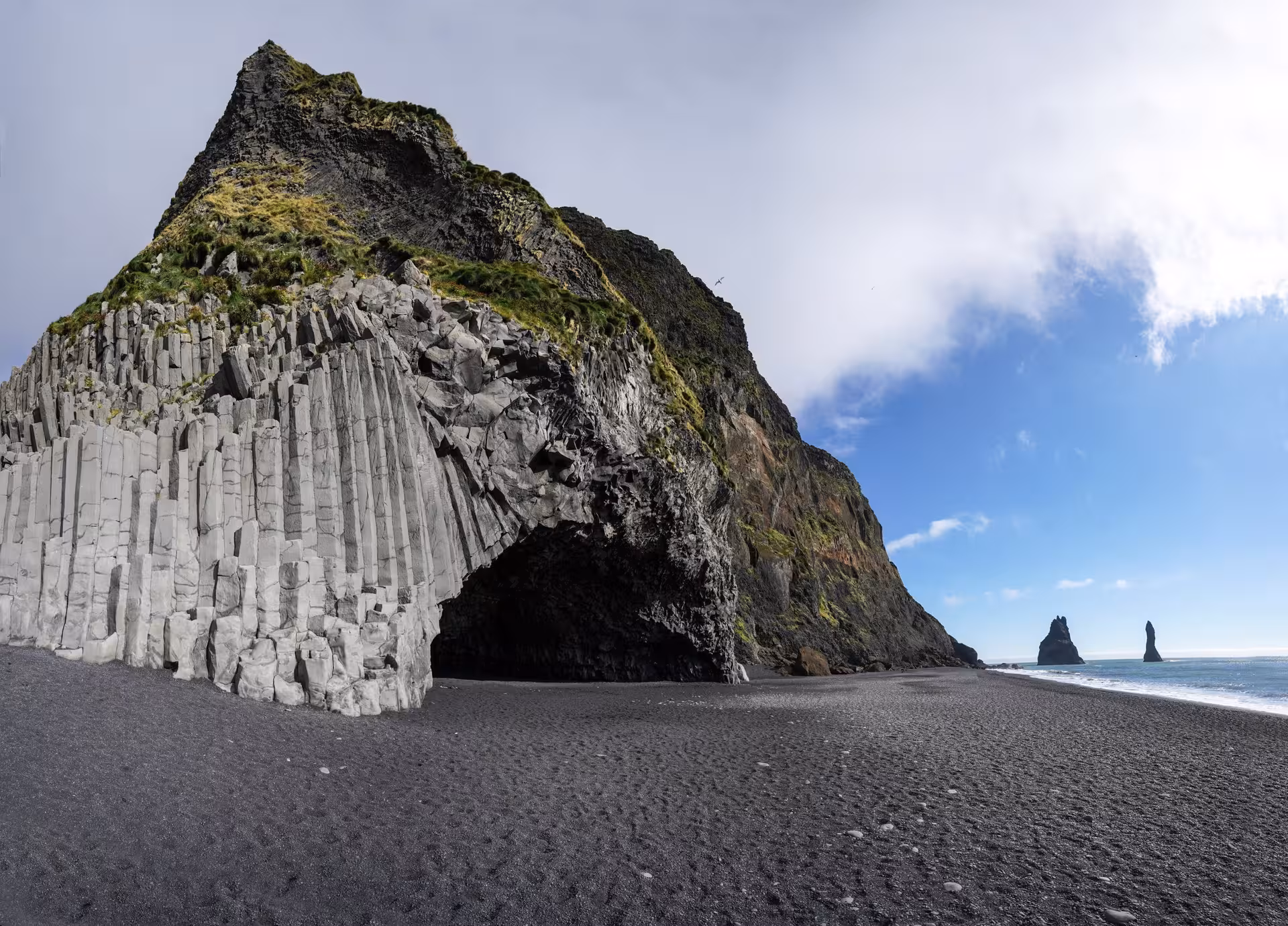 Reynisfjara basalt columns and sea cave on Iceland South Coast, small group 7-day Ring Road journey