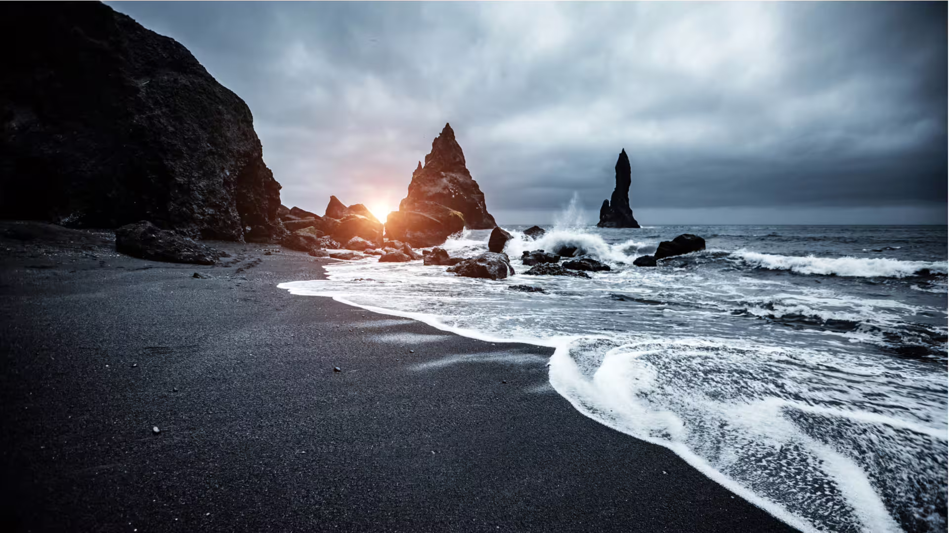 A picture of Reynisfjara, the Black Beach