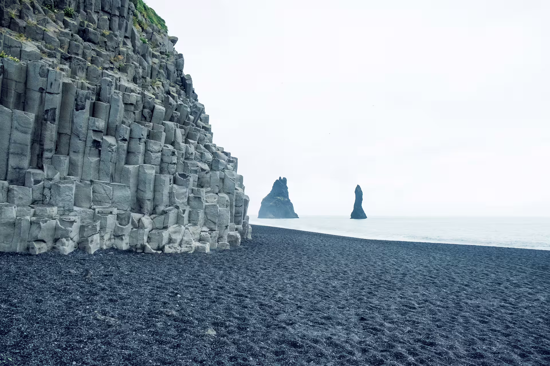Black sand and basalt columns at Reynisfjara beach
