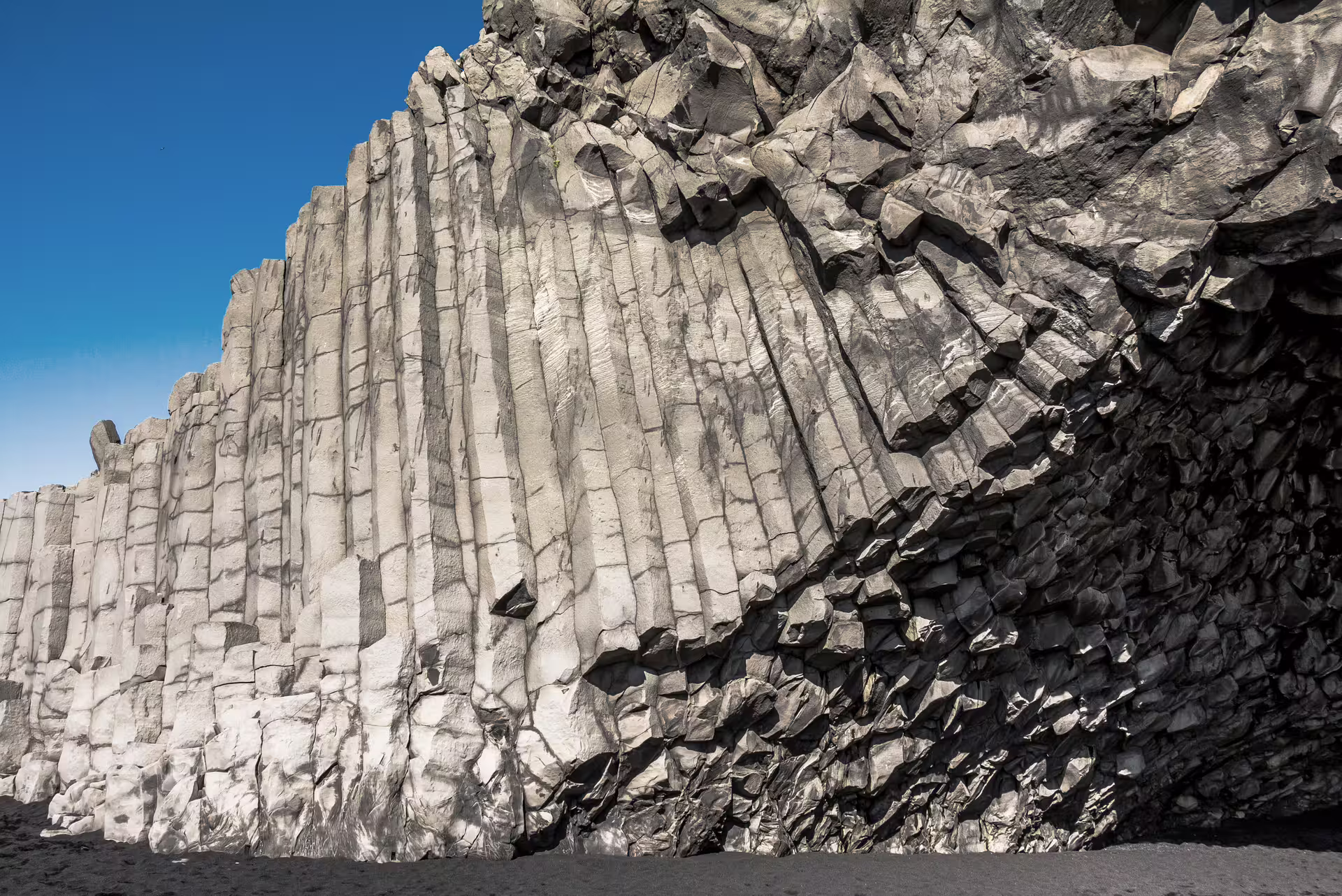 Basalt columns at Reynisfjara black sand beach